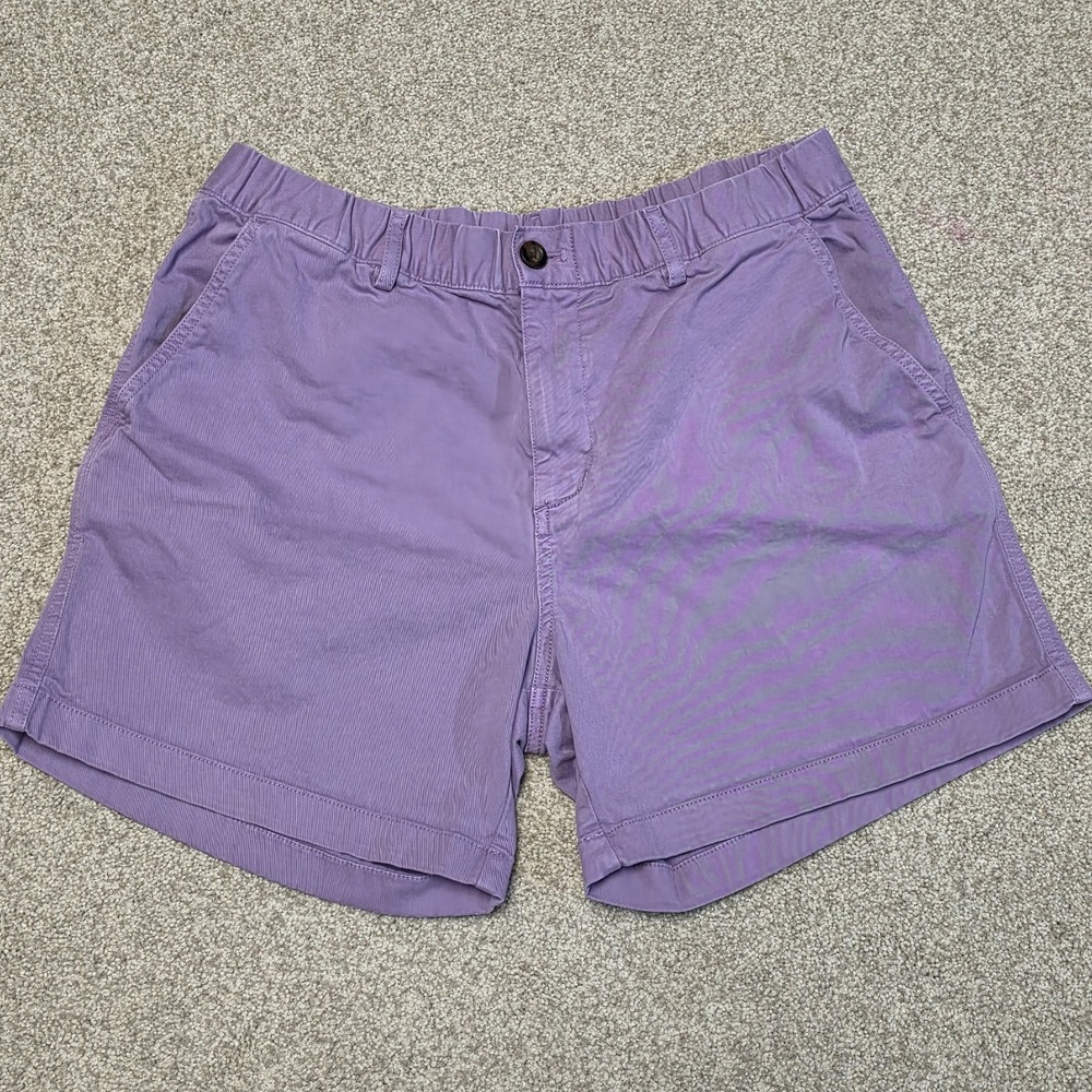 Bearbottom Men's Purple Chino Shorts L 5.5" Inseam Elastic Waist Pockets Casual